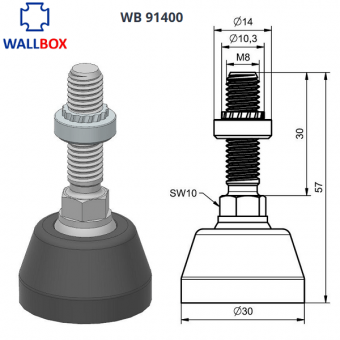 Опора шарнирная регулируемая WALLBOX WB 91400
