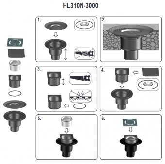 Схематичный пример монтажа трапа HL310N-3000