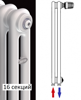 Радиатор Rifar Tubog Ventil 2057/16 белого цвета с нижним подключением