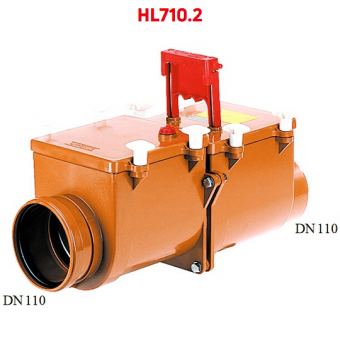 2-х камерный канализационный затвор HL 710.2 с соединением DN 110, с 2-мя механическими заслонками