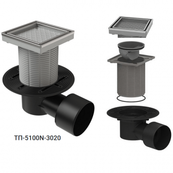 Трап под плитку Татполимер ТП-5100N-3020 с горизонтальным выпуском DN75/110