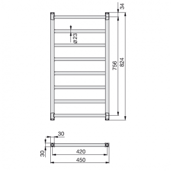 Размеры полотенцесушителя Zehnder  Stalox STXI 080-045
