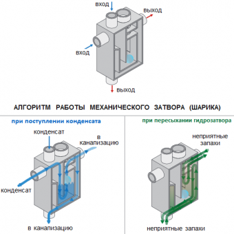 Как работает сухой затвор в сифоне VECAM