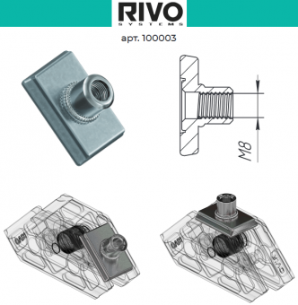 Резьбовая вставка RIVO 100003 с размерами