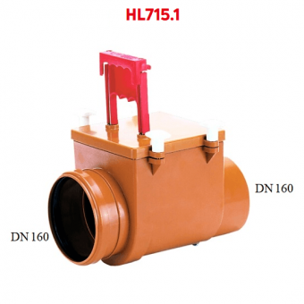 Канализационный затвор HL 715.1, с соединением DN160, однокамерный, с заслонкой из нержавеющей стали