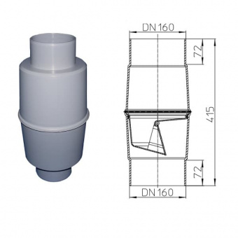 Клапан вертикального монтажа HL603/5 с DN160 с механическим запахозапирающим устройством