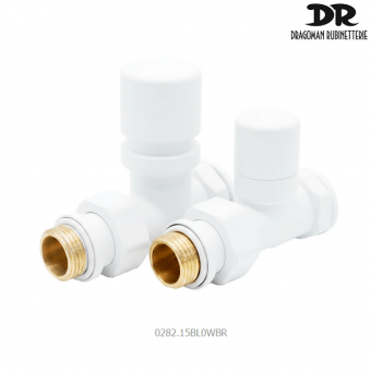 Прямой термостатический набор вентилей DR 0282.15BL0WBR соединением 1/2x1/2 белого цвета