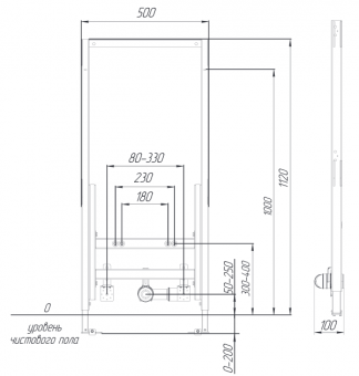 Чертеж и размеры инсталляции RIVO Set B 203001