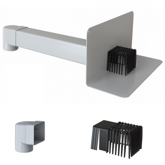 Парапетная воронка Fachmann VC-PVC 100x100x650 (арт. 01.067) с листвоуловителем и угловым отводом