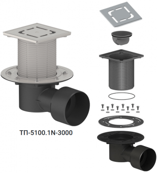 Трап Татполимер ТП-5100.1N-3000 с горизонтальным выпуском 75/110 мм