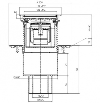 Чертеж вертикального трапа HL310Prblue-3020