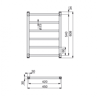 Размеры полотенцесушителя Zehnder Stalox STX 060-045