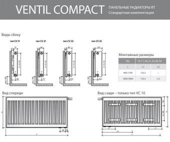 Панельный радиатор Royal Thermo Ventil Compact чертеж