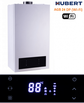 Газовый настенный двухконтурный котел HUBERT AGB 24 DP Wi-Fi с закрытой камерой сгорания